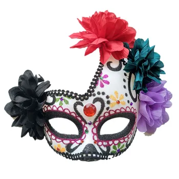 masku festivāls puse puse masku halloween ziedi, spoku masku karnevāls nakts cosplay dekorācijas, butaforijas